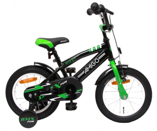 BMX Fun-S11 14 Zoll 21 cm Jungen Rücktrittbremse Grün/Mattschwarz